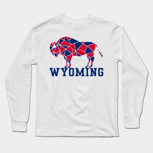 Geometric Wyoming Bison Design Long Sleeve T-Shirt